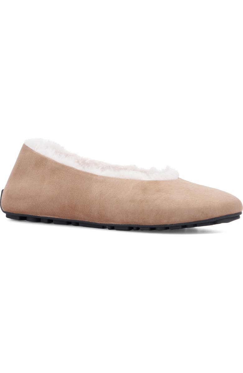 Aquatalia Qassidy Faux Fur Lined Flat, Main, color, Champagne/White