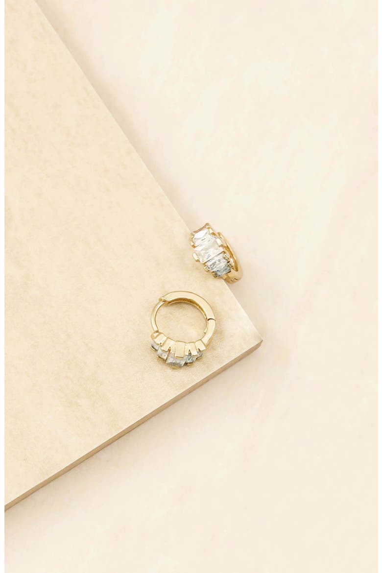 Crystal Huggie Earrings, Alternate, color, GOLD