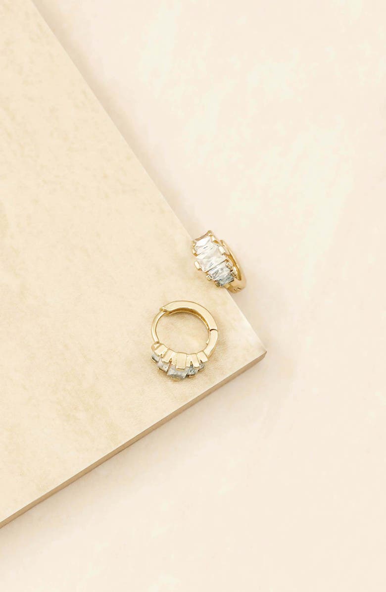 Ettika Crystal Huggie Earrings, Alternate, color, Gold