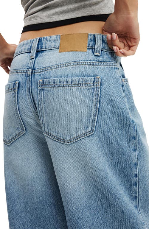 Cotton On Lyocell Wide Denim Jort In Blue Cove