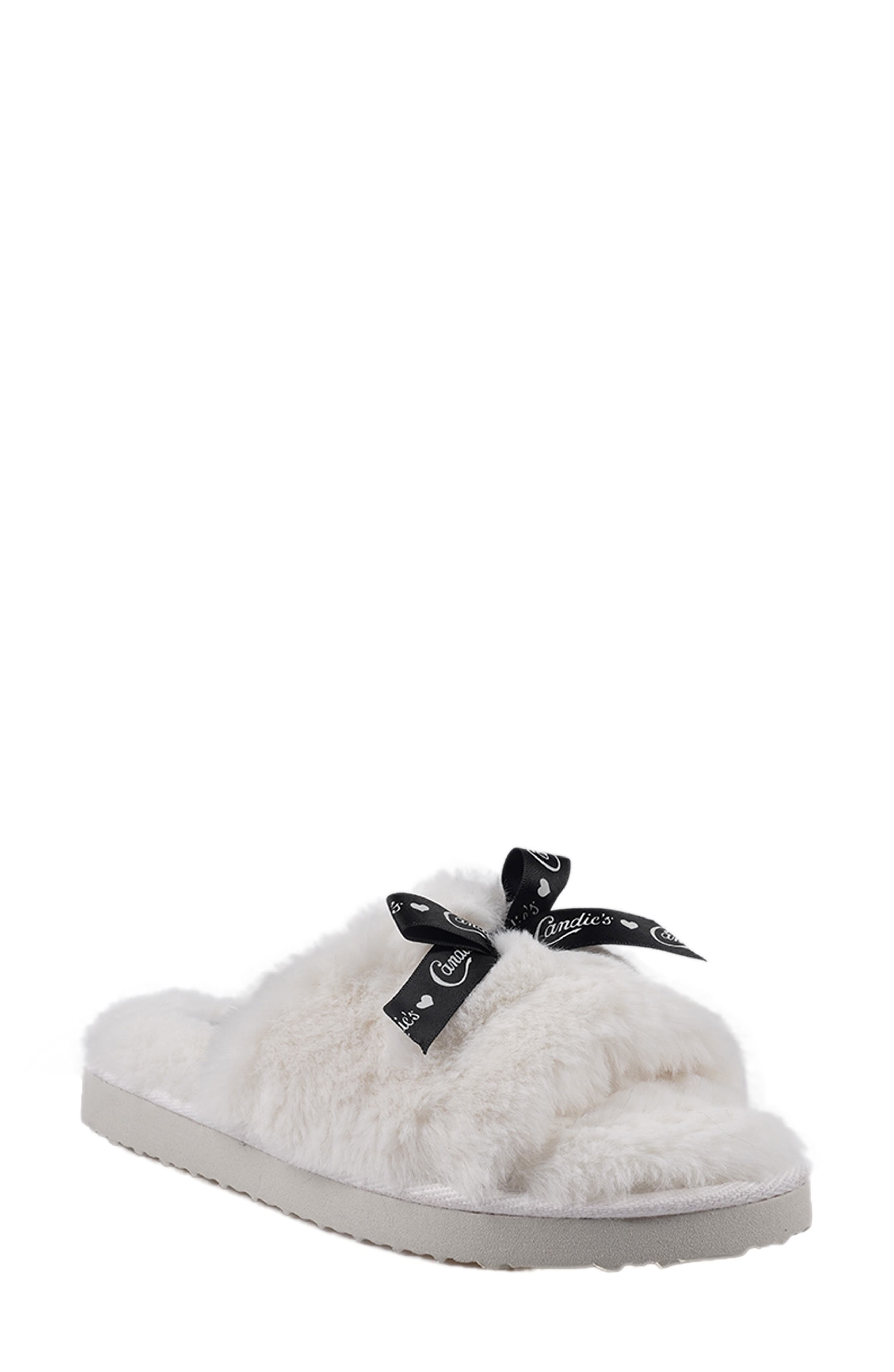 Candie's Zazas Faux Fur Slide Sandal, Main, color, Natural
