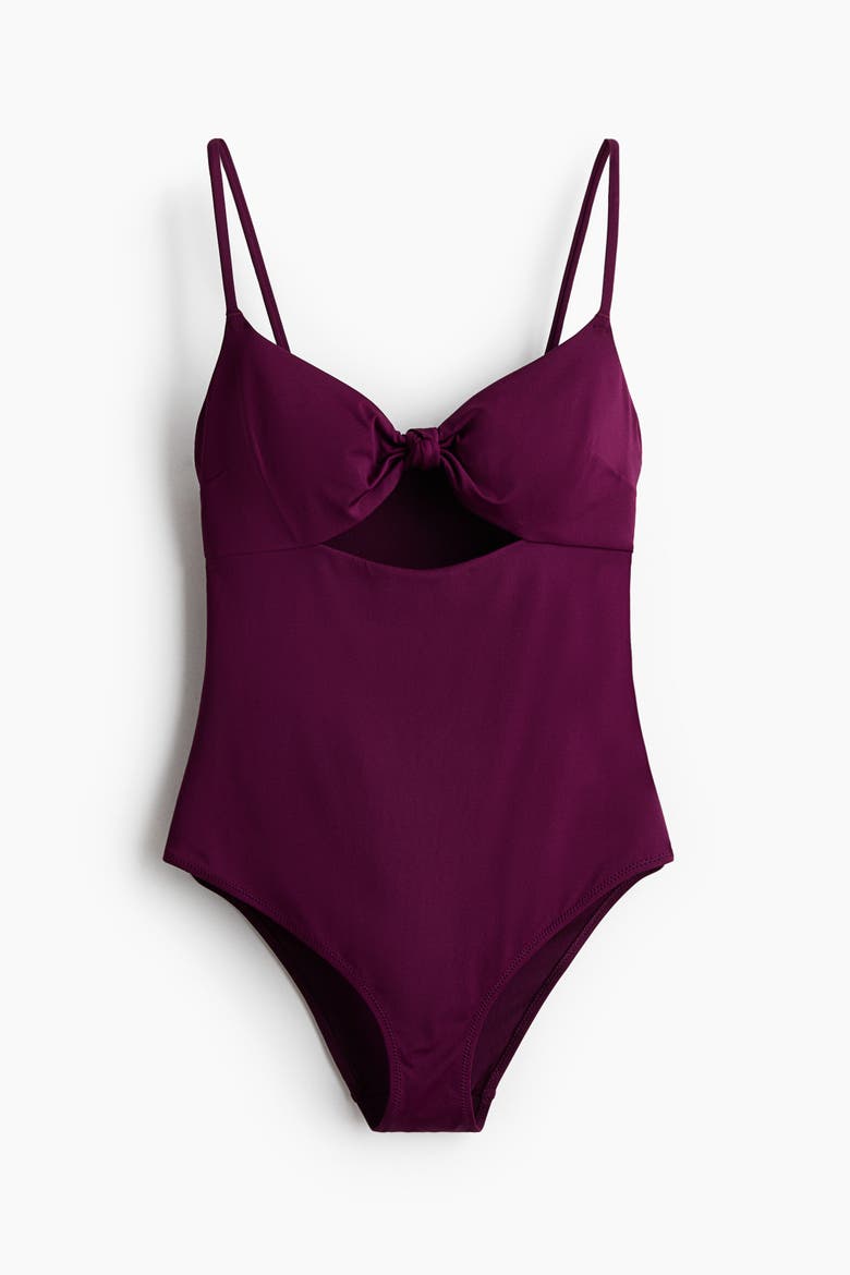 Padded-cup Swimsuit, Alternate, color, Dark purple