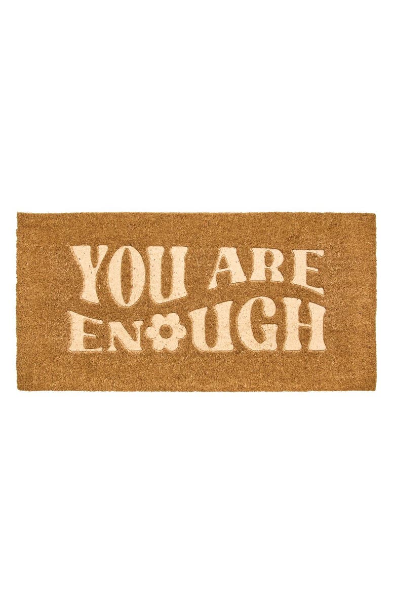 mDesign You Are Enough Coir Doormat for Outdoor/Indoor Entrance, Natural, Main, color,