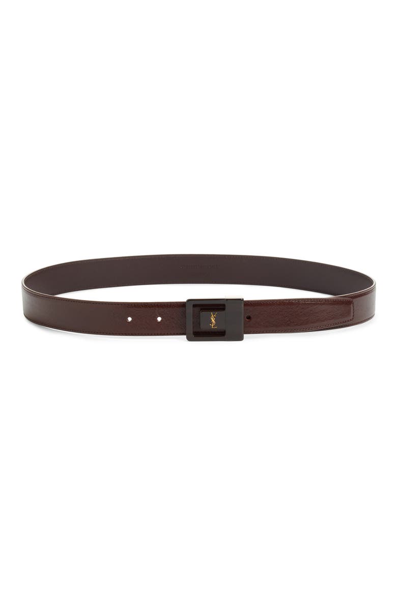 La 66 Resin Buckle Calfskin Leather Belt, Main, color, RED TAN/ BROWN