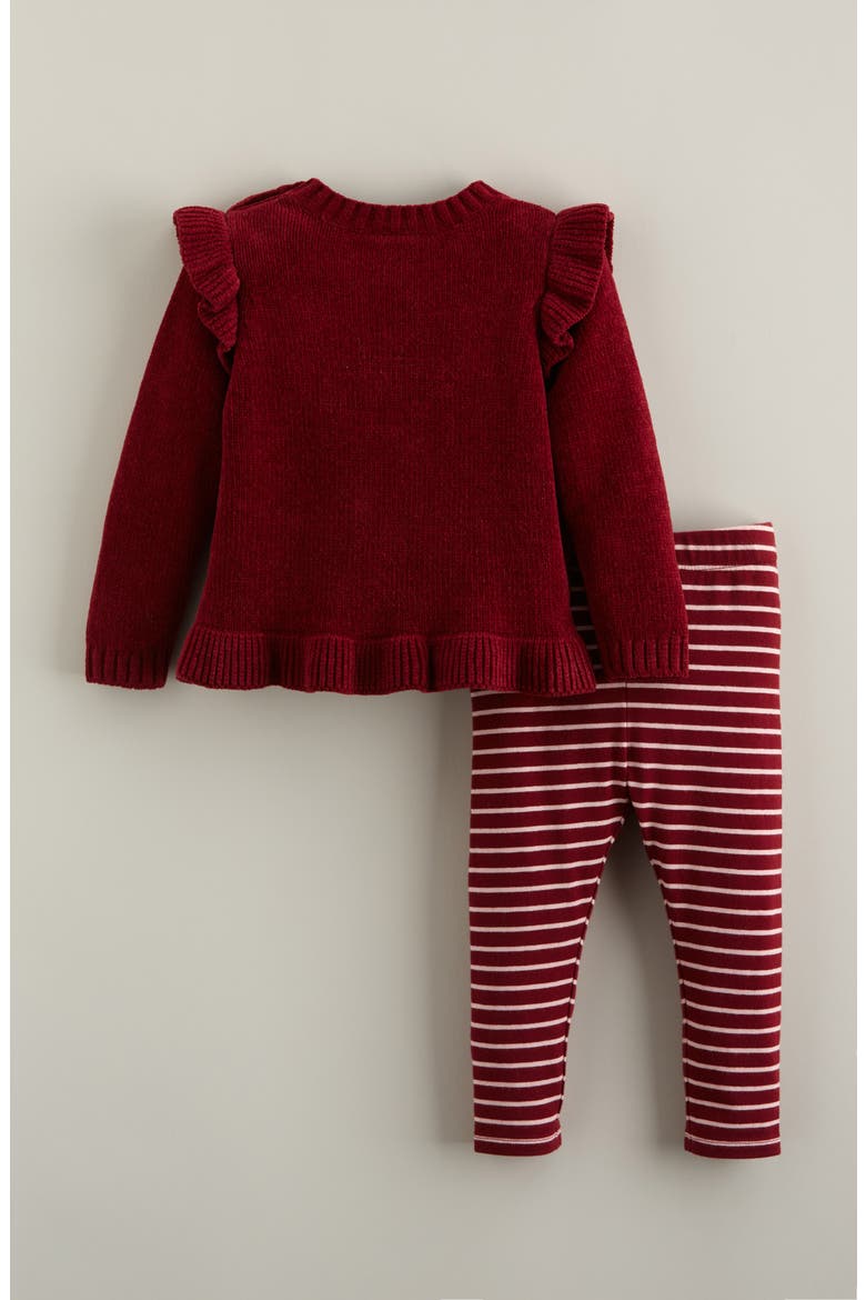 Icon Ruffle Sweater & Leggings Set, Alternate, color, RED GRAPE BOW- PINK LOTUS