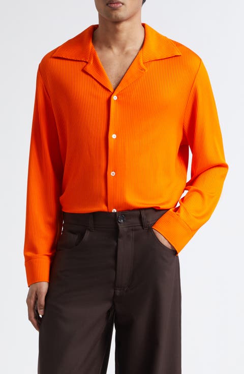 Darian Notch Collar Rib Button-Up Shirt