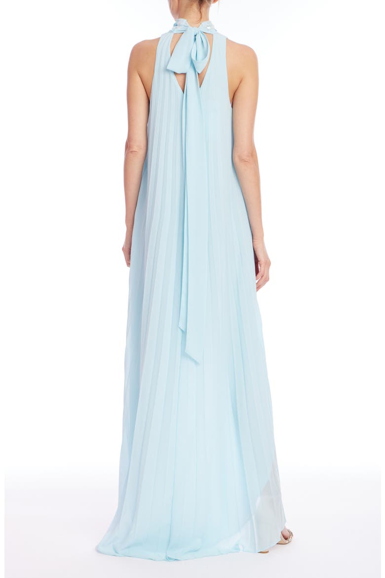 Pleated Chiffon High-Low Gown, Alternate, color, LIGHT BLUE