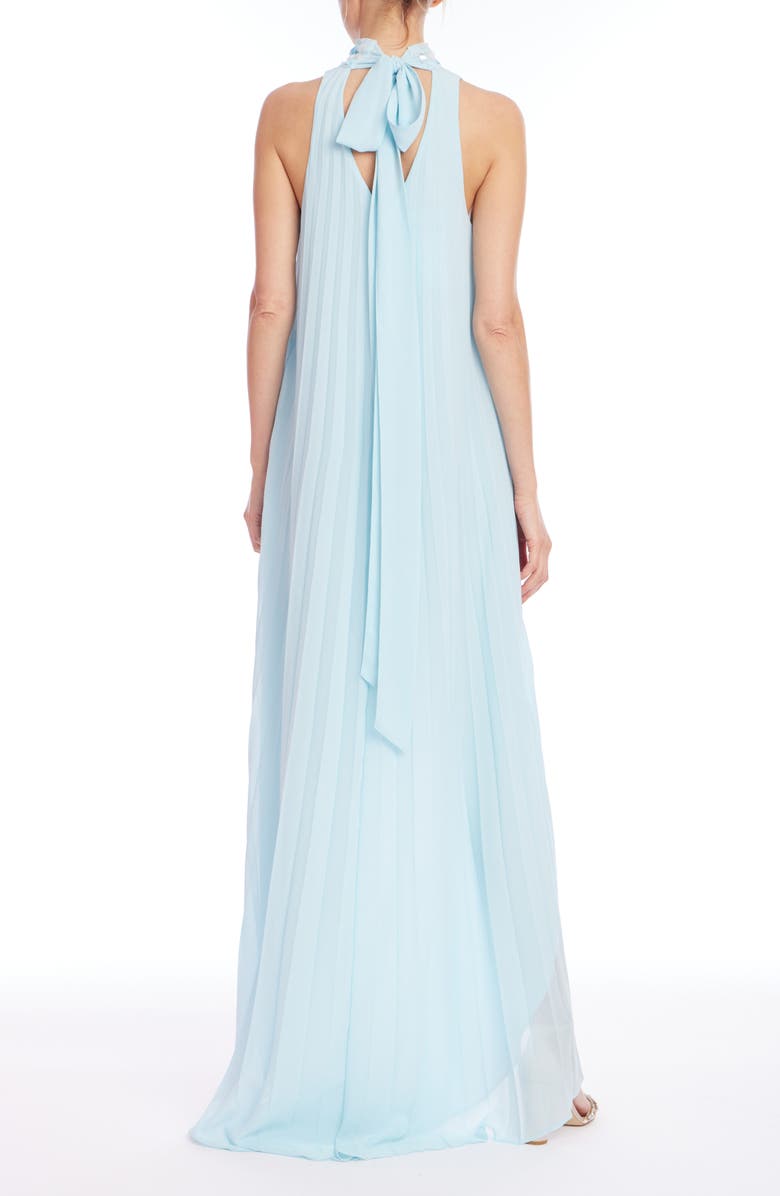 Jewel Badgley Mischka Pleated Chiffon High-Low Gown, Alternate, color,
