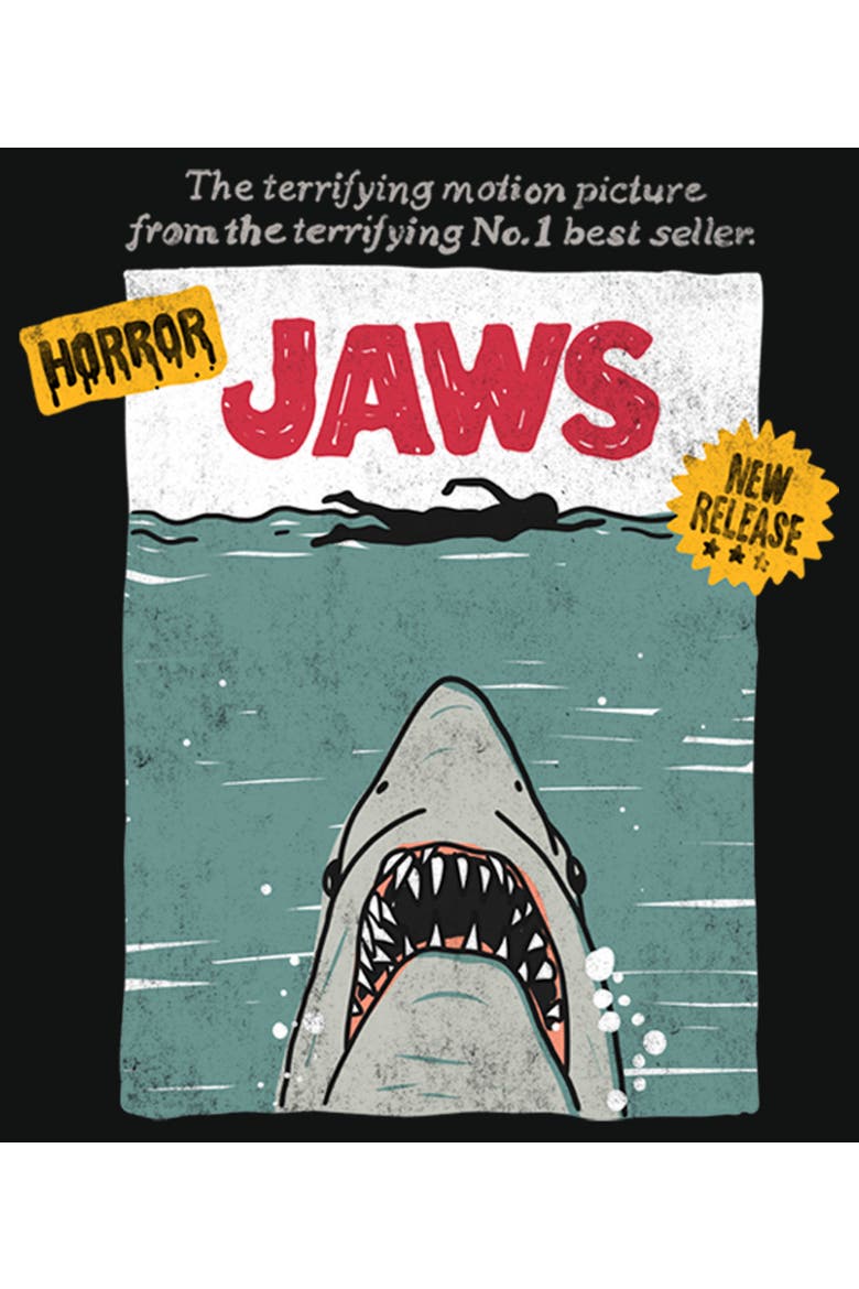 Men's Jaws Classic Poster Sketch Graphic T-Shirt, Alternate, color, Black