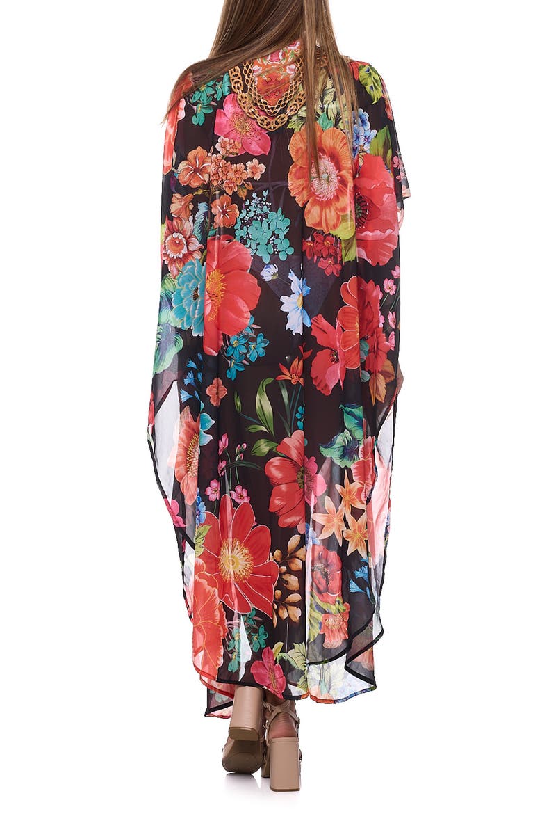Floral Caftan Duster, Alternate, color, BLACK
