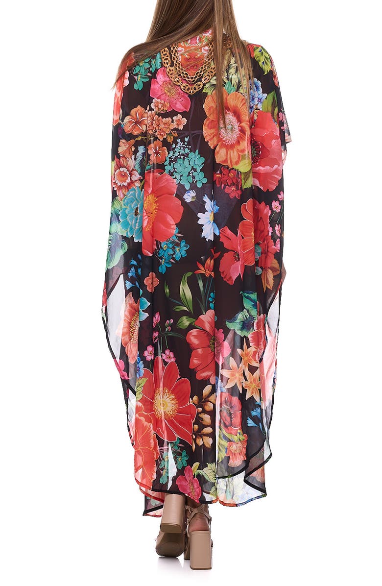RANEES Floral Caftan Duster, Alternate, color, Black