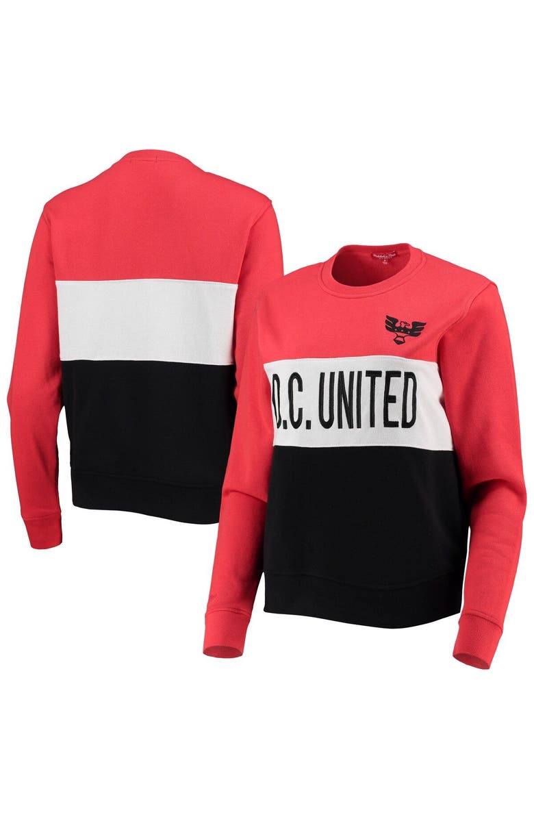 Mitchell & Ness Women's Mitchell & Ness Black D.C. United Color Block Pullover Sweatshirt, Main, color, 