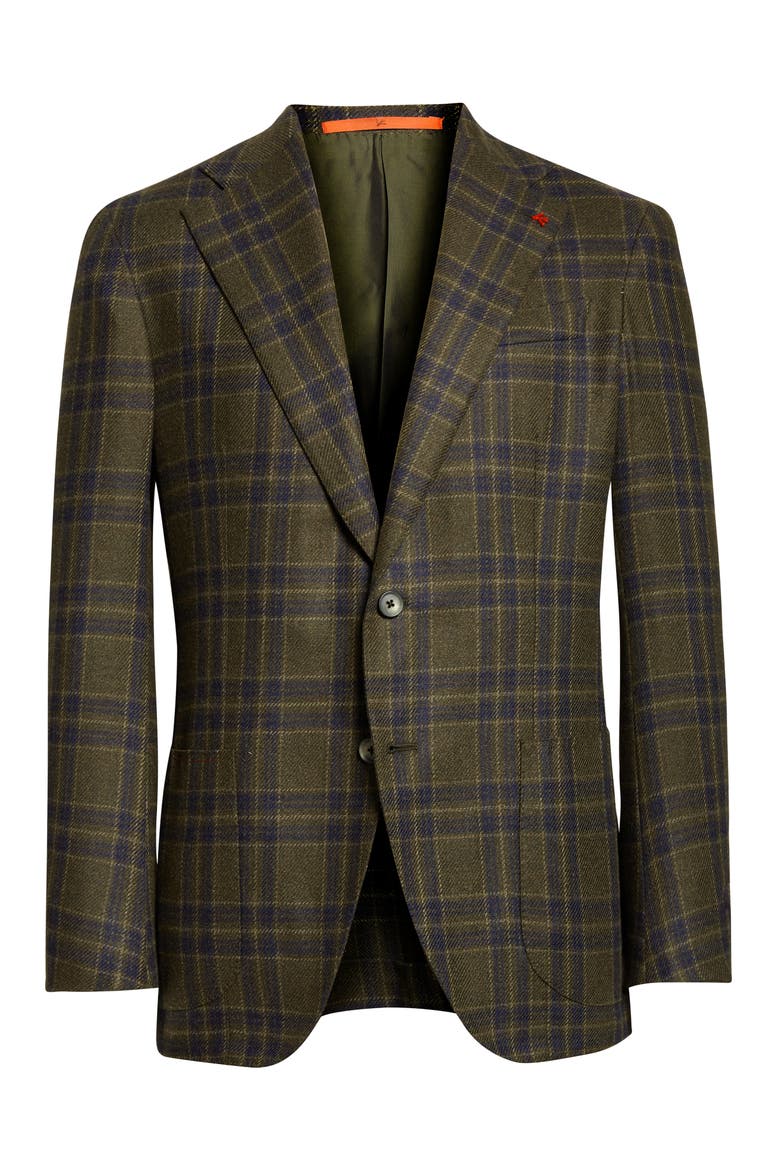 Marechiaro Plaid Wool & Silk Soft Sport Coat, Alternate, color, GREEN