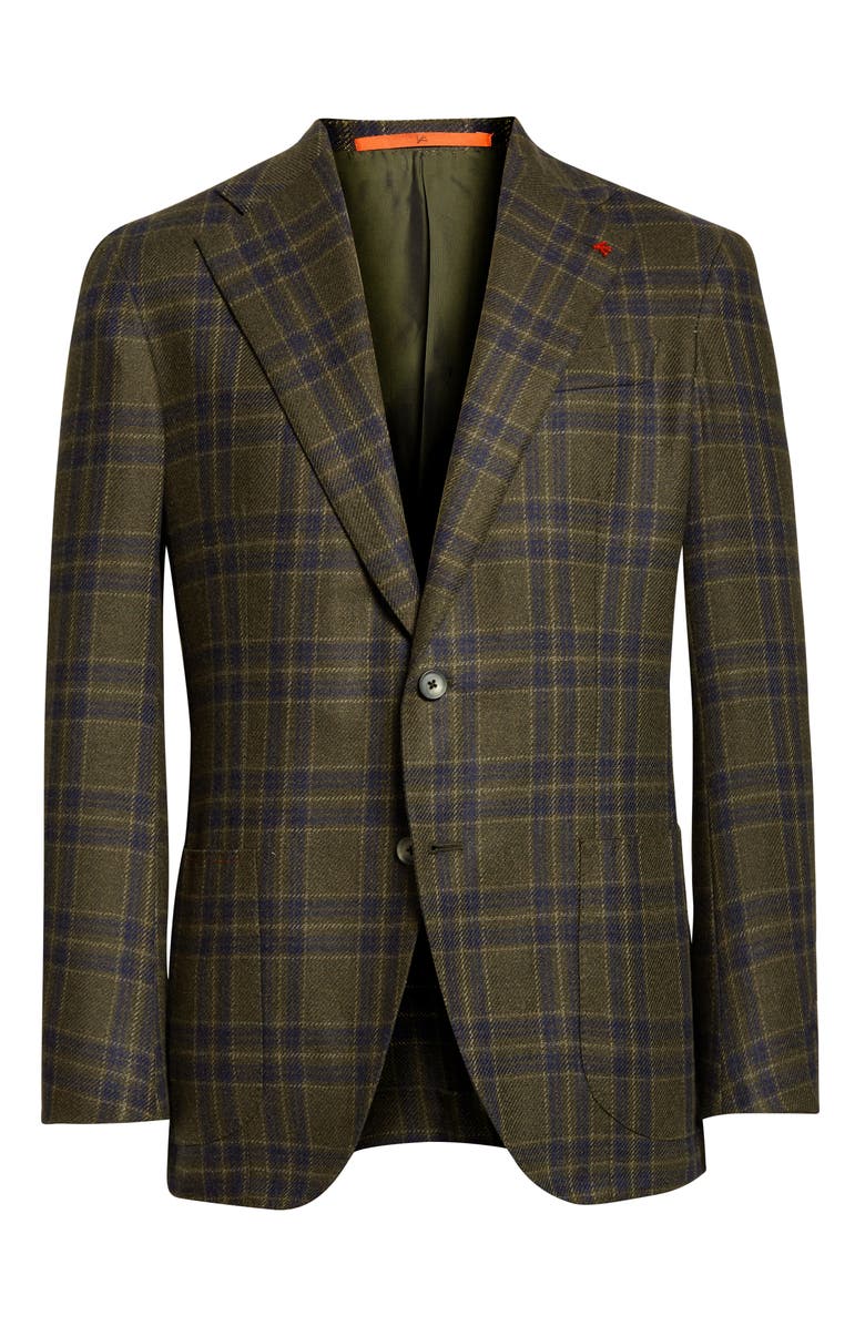 ISAIA Marechiaro Plaid Wool & Silk Soft Sport Coat, Alternate, color, Green