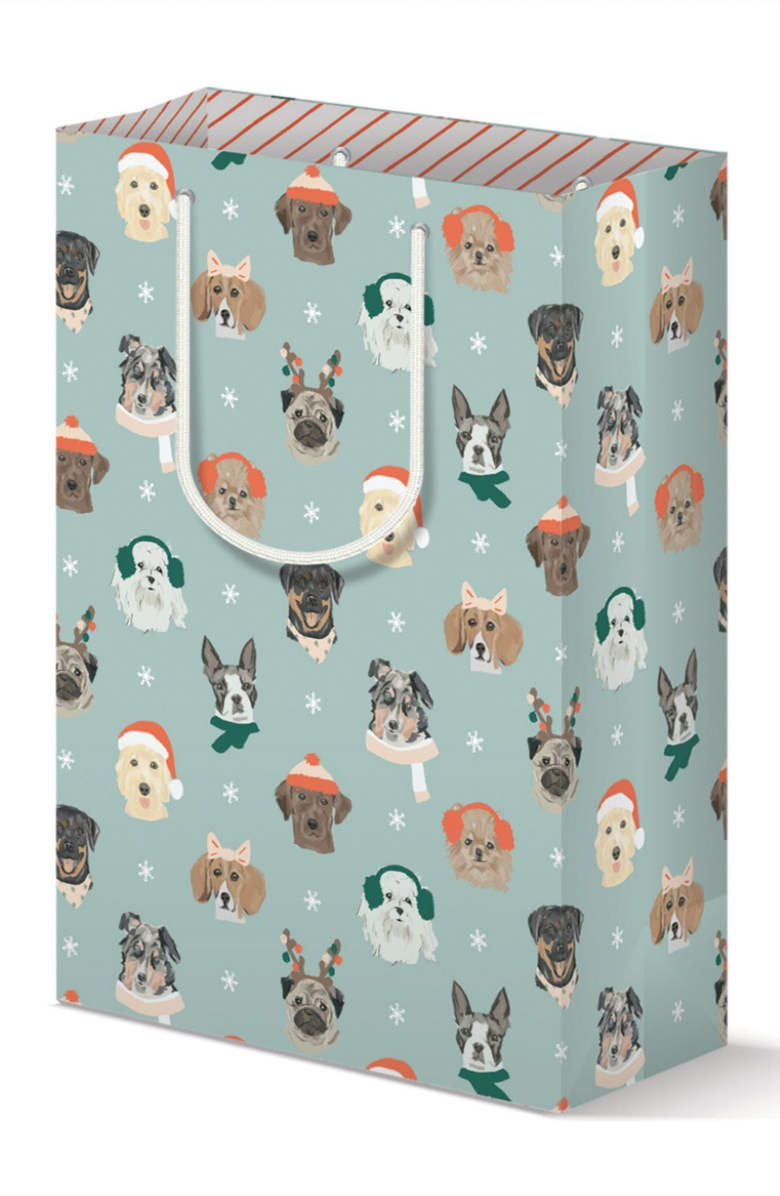 Joy Paper Co. Holiday Dogs Gift Bag Set of 3, Alternate, color, Teal / Holiday Dogs