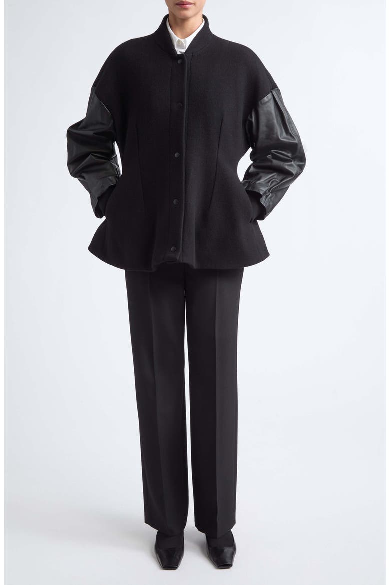 Varsity Wool Jacket, Alternate, color, BLACK