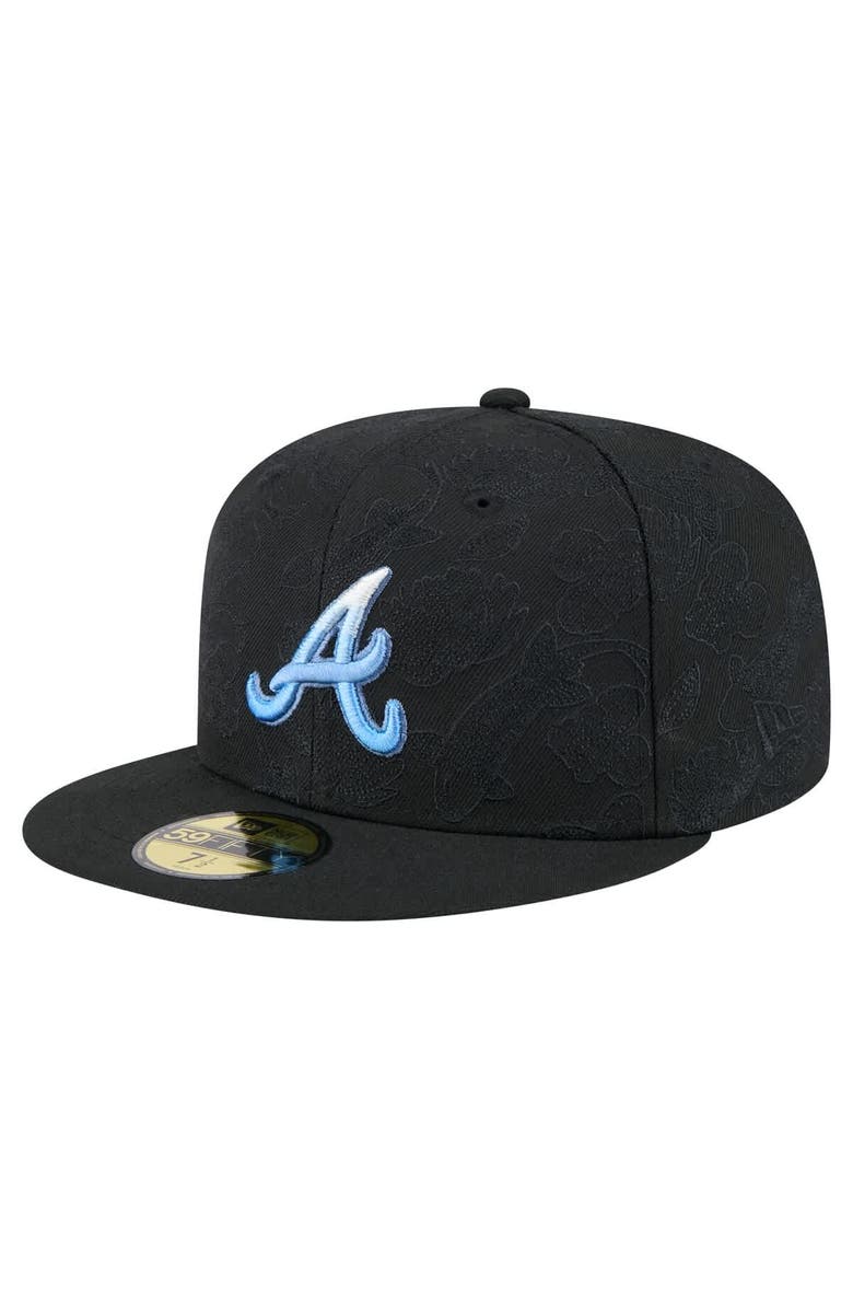 New Era Men's New Era Black Atlanta Braves Tonal Koi 59FIFTY Fitted Hat, Main, color, 