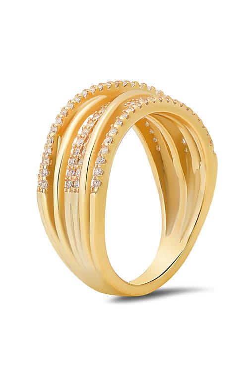 Queen Jewels Crossover Cubic Zirconia Ring In Gold