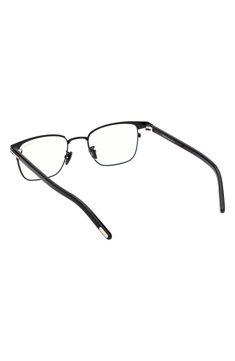 TOM FORD 49mm Small Square Blue Light Blocking Reading Glasses, Alternate, color, Shiny Black