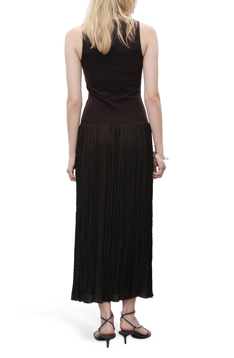 MANGO Mixed Media Sleeveless Dress, Alternate, color, Brown