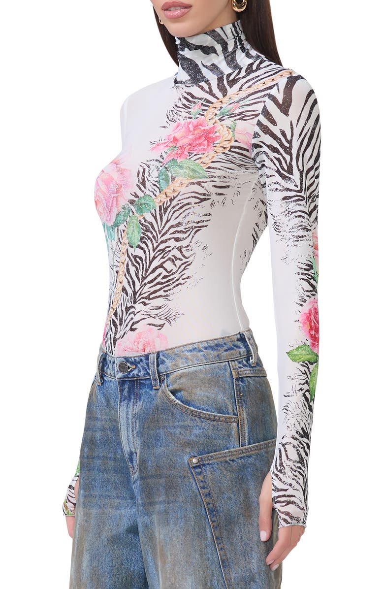 AFRM Zadie Print Sheer Mesh Top, Alternate, color,