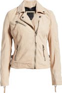 MAURITIUS Misty Star Back Detail Leather Moto Jacket