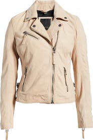 MAURITIUS Misty Star Back Detail Leather Moto Jacket