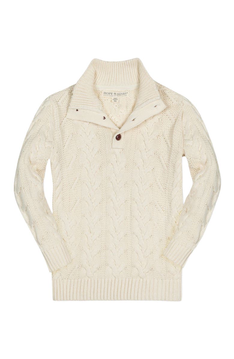 Hope & Henry Boys' Organic Mock Neck Cable Sweater, Kids, Main, color, Chunky Ivory Cable