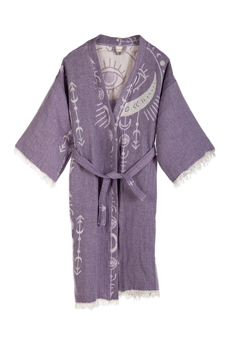 Luna - Moon Handmade Boho Cotton Robe Cover-Up, Main, color, Purple