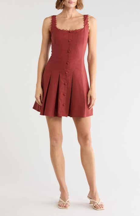 Button Pleated Minidress