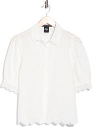 Forgotten Grace Puff Sleeve Eyelet Shirt