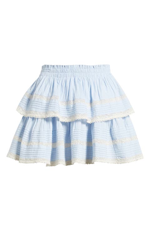 Tiered Ruffle Cotton Miniskirt