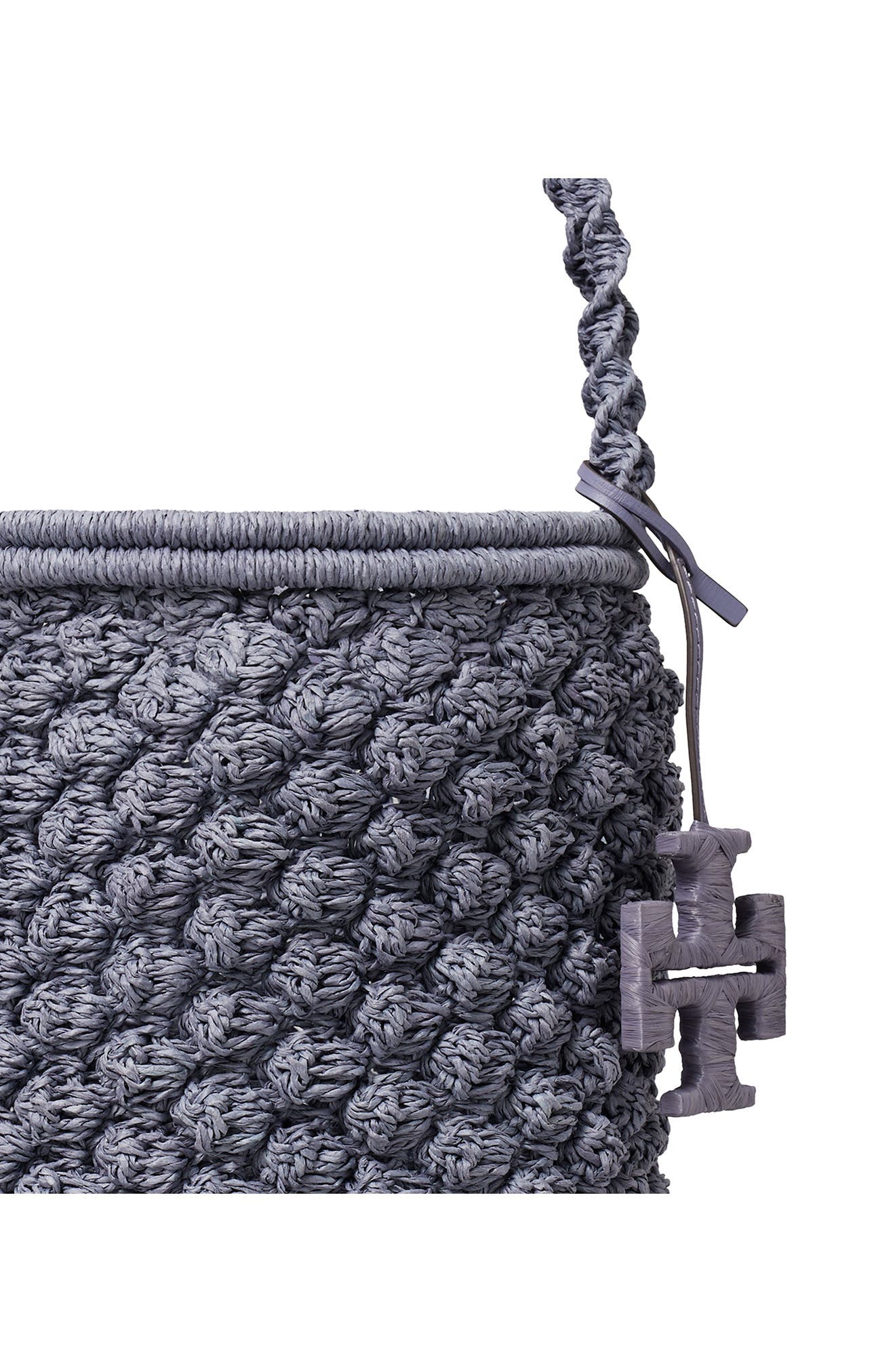 Tory Burch Ella Crochet Handbag, Alternate, color, Gray