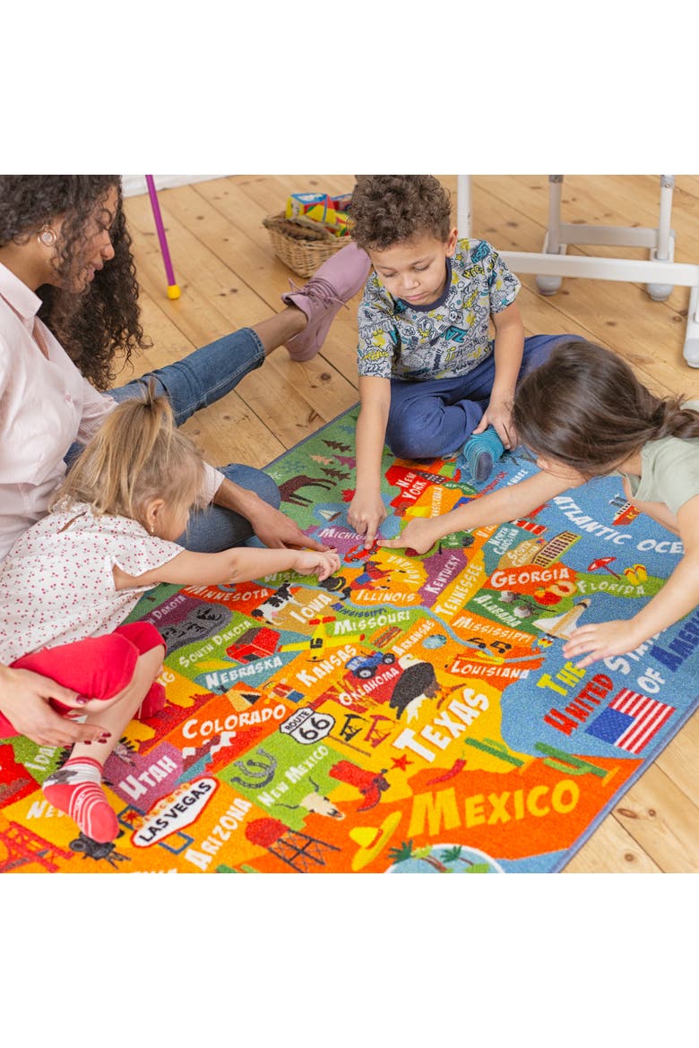 Educational Rug USA Map, 3x5' Playmat, Interactive Geography Play, Alternate, color, Multicolored