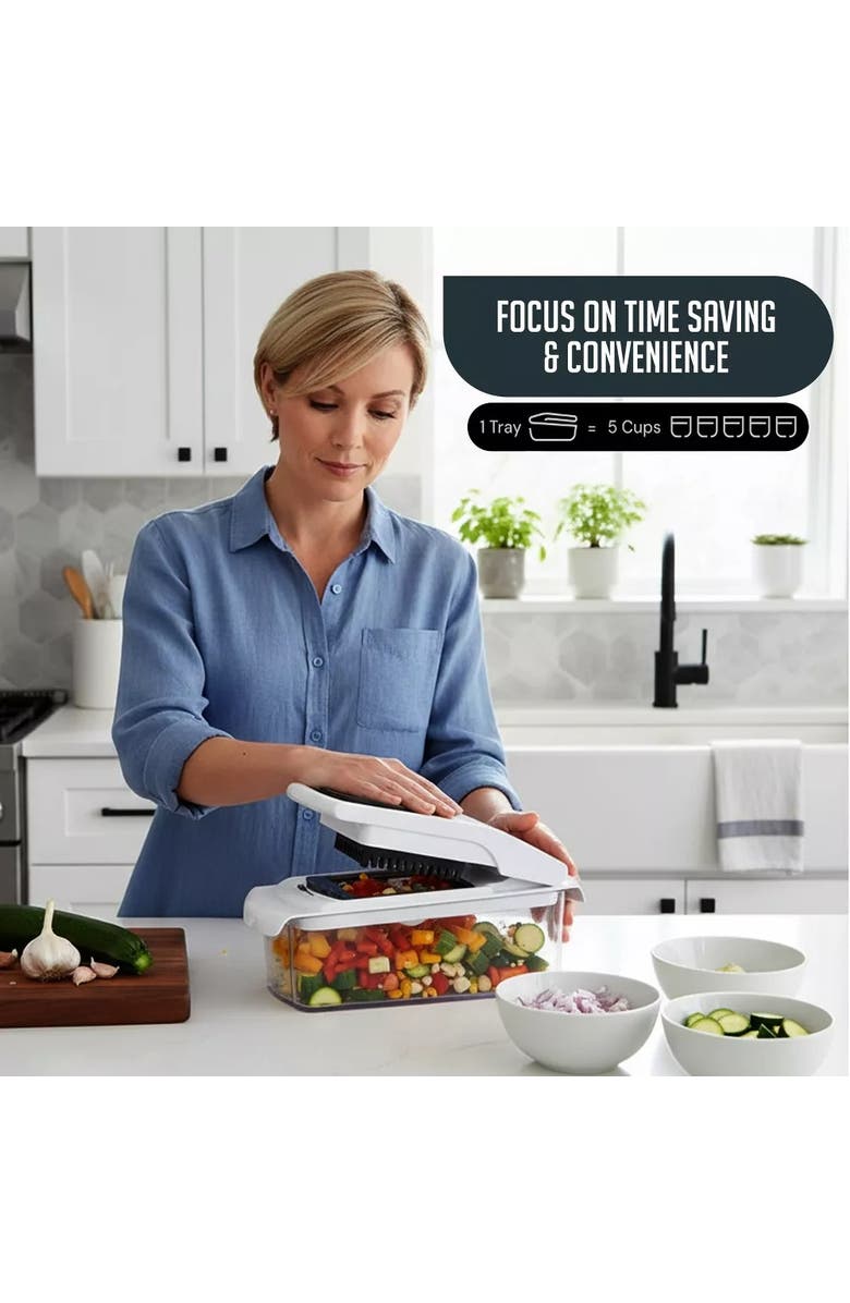 Luminuxe Multipurpose Vegetable Chopper Spiralizer Manual Food Slicer, Alternate, color, White