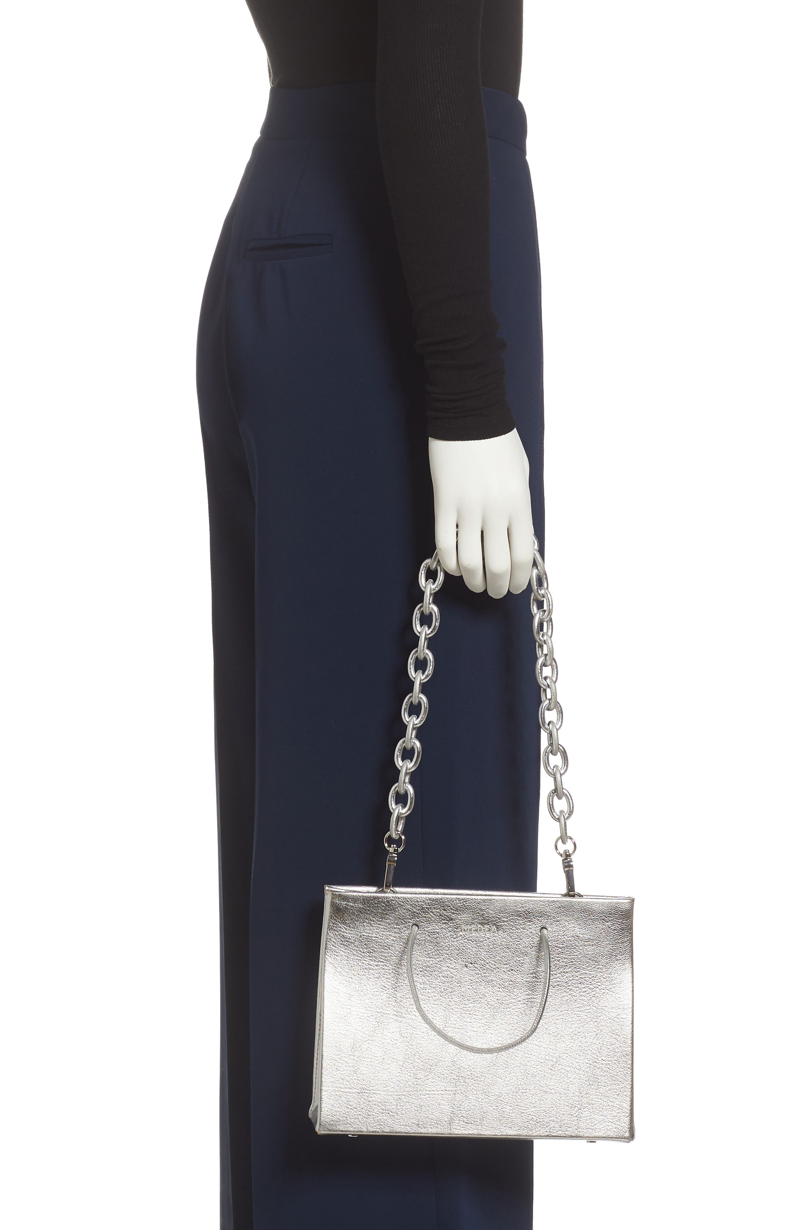 Medea Hanna Chain Strap Metallic Leather Tote, Alternate, color, 