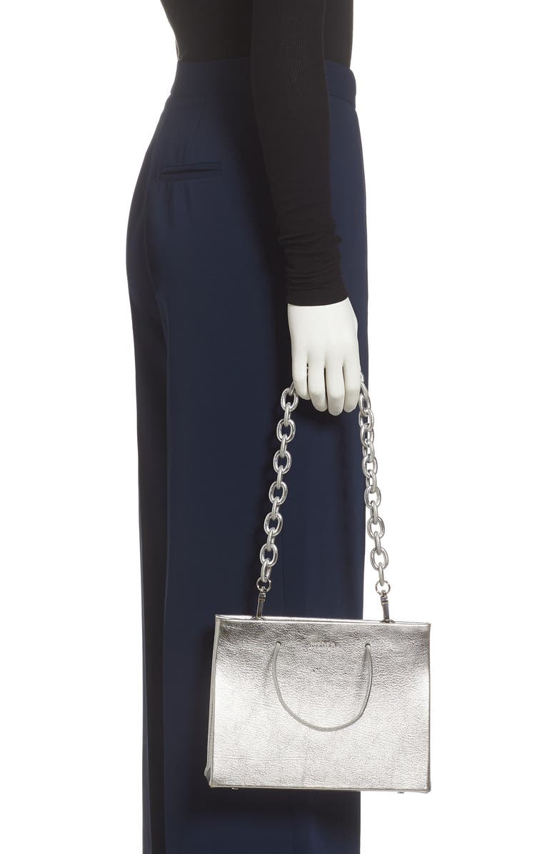 Medea Hanna Chain Strap Metallic Leather Tote, Alternate, color,