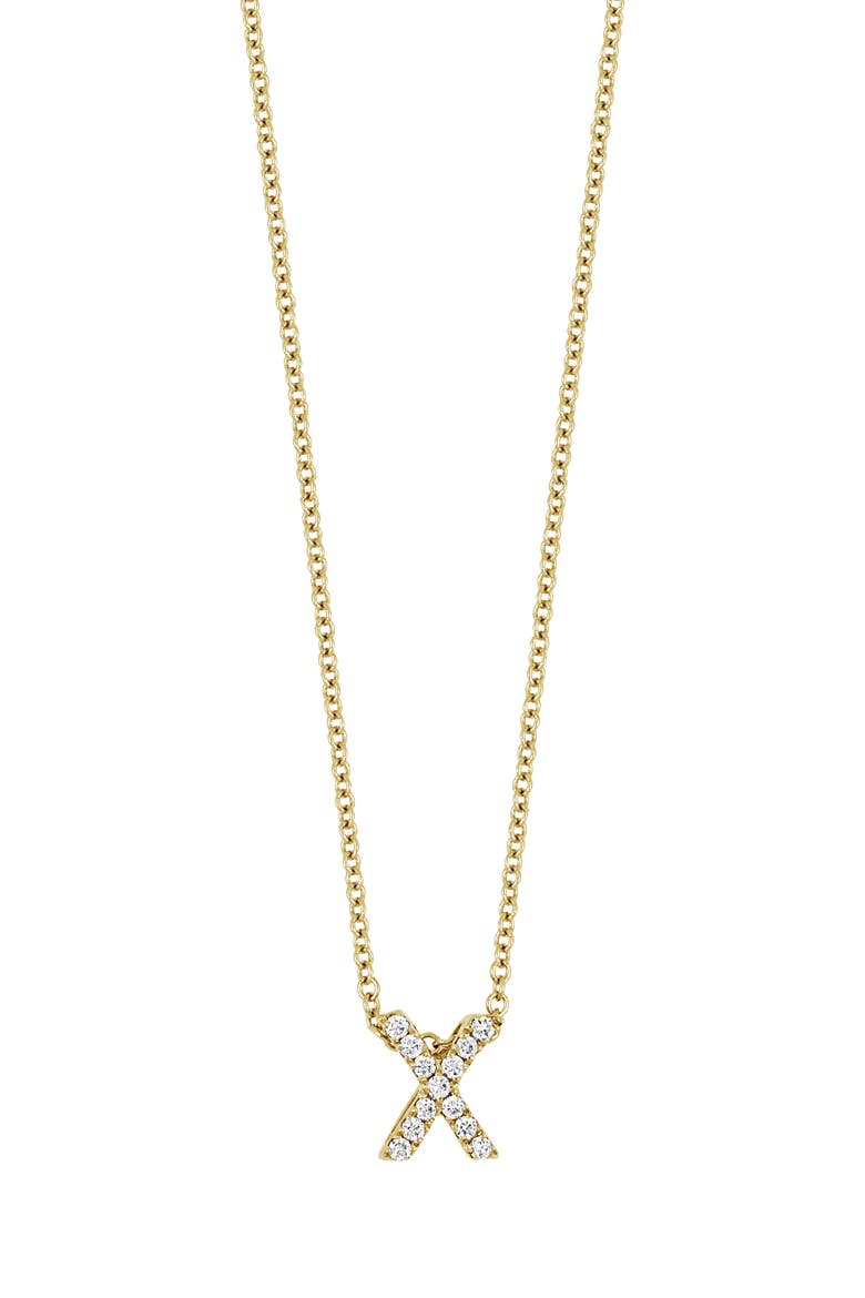 18k Gold Pavé Diamond Initial Pendant Necklace, Main, color, 18K YELLOW GOLD - X