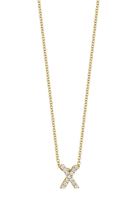 18k Gold Pavé Diamond Initial Pendant Necklace