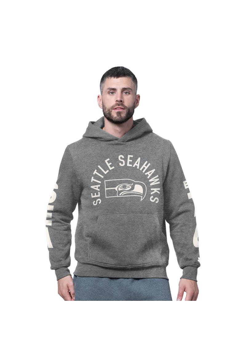 Men's Starter Charcoal Seattle Seahawks Handoff Vintage Logo Fleece Hoodie Sweatshirt, Main, color, Charcoal