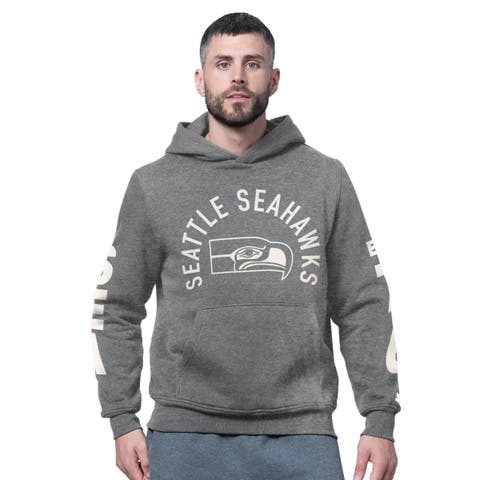 Men's Starter Charcoal Seattle Seahawks Handoff Vintage Logo Fleece Hoodie Sweatshirt