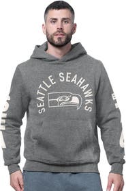 STARTER Men's Starter Charcoal Seattle Seahawks Handoff Vintage Logo Fleece Hoodie Sweatshirt