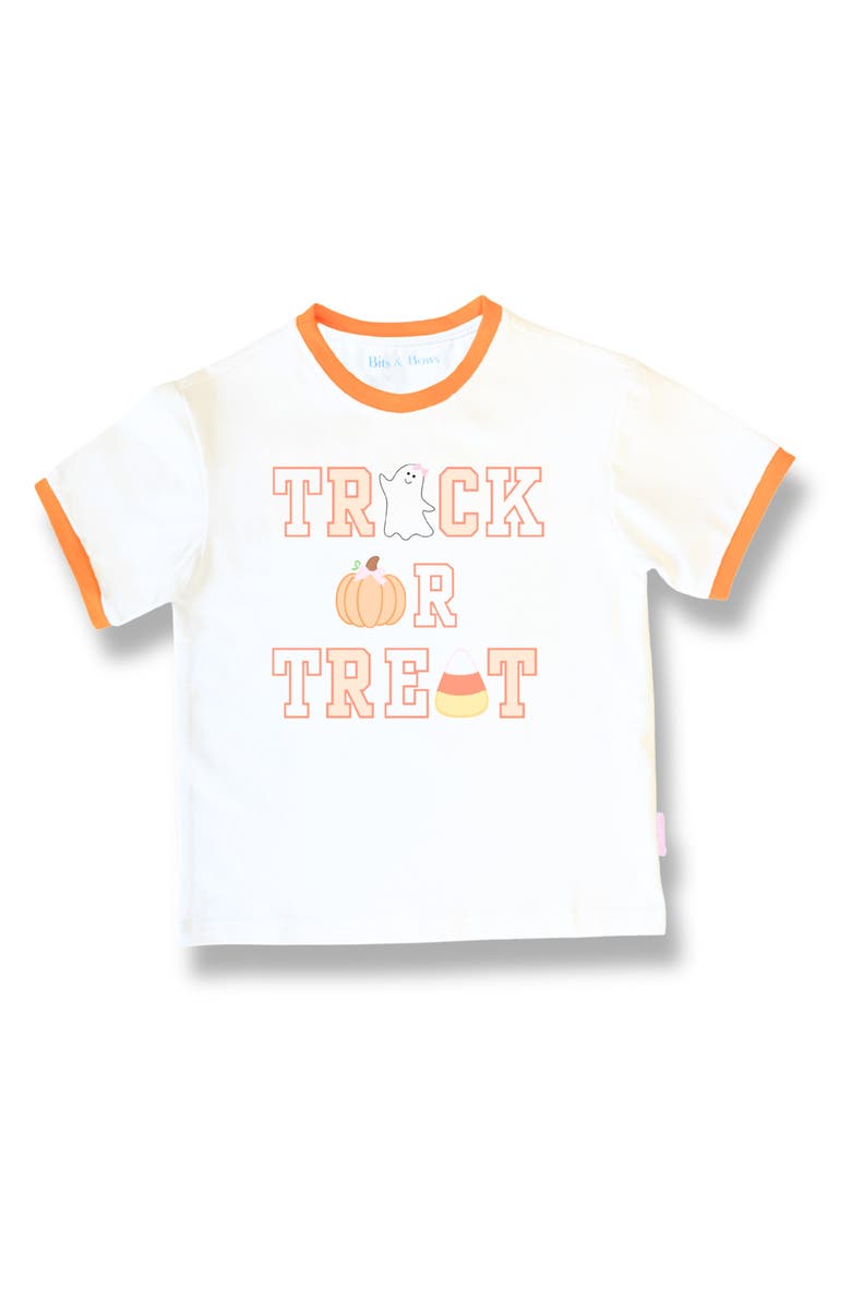Bits & Bows Trick-or-Treat Halloween Bow T-Shirt, Main, color, 