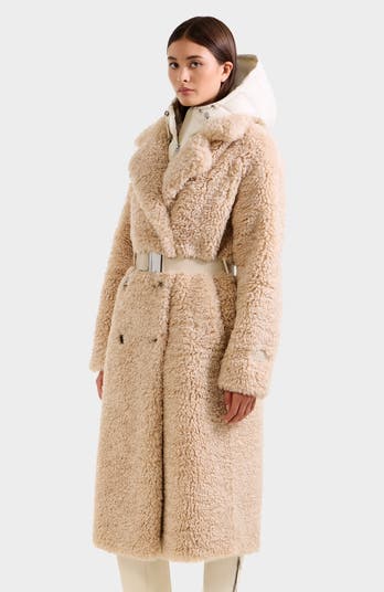 Tina Belted Teddy Jacket with Removable Puffer Hood