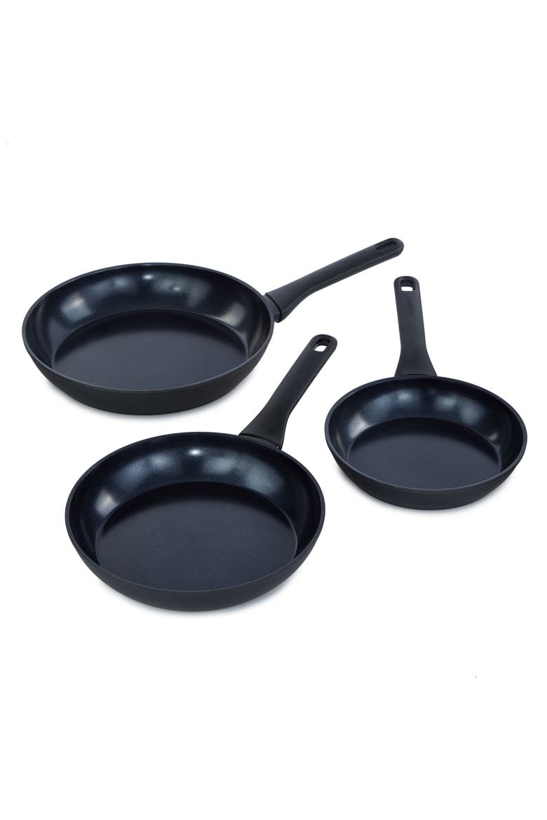 DiNA Helix 3-Piece Fry Pans, Main, color, BLACK