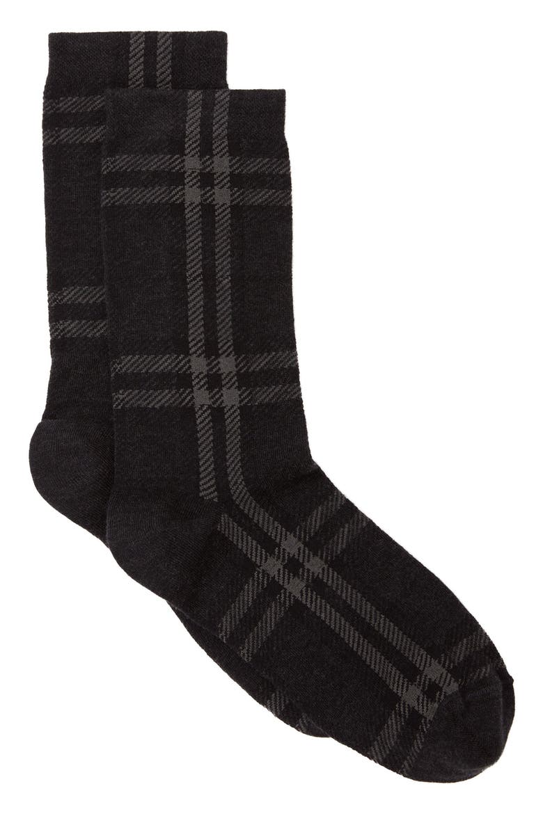 Check Ankle Socks, Main, color, DARK CHARCOAL