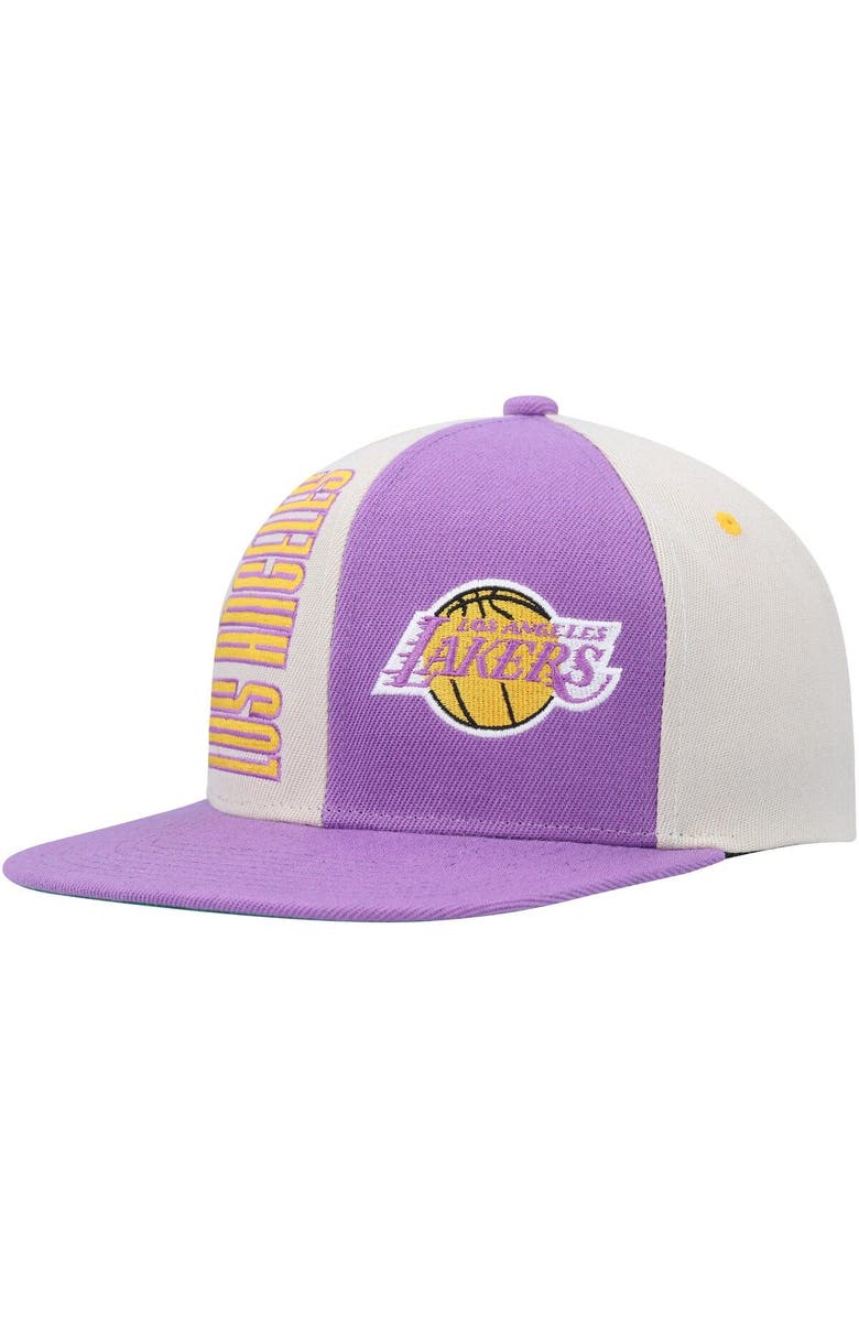 Mitchell & Ness Men's Mitchell & Ness Cream/Purple Los Angeles Lakers Hardwood Classics Pop Snapback Hat, Main, color, Cream