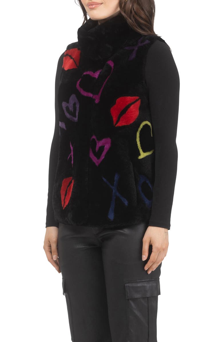 GORSKI Reversible Select Shearling Lamb Vest, Alternate, color, Black/Xo Multi