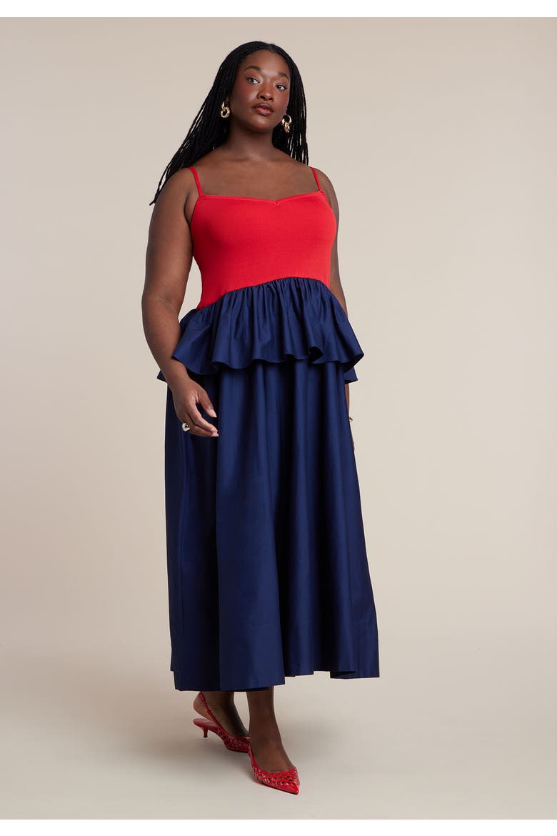 Peplum Detail Colorblocked Dress, Alternate, color, GOJI PAGEANT BLUE