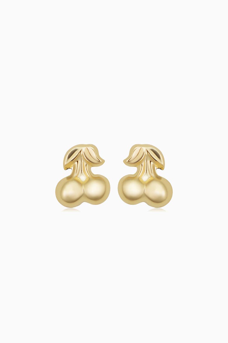 14K Yellow Gold Amarena Cherry Studs, Main, color, Yellow Gold